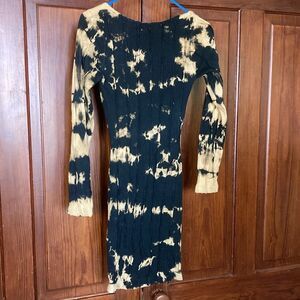PrettyLittleThing NWT tie dye binding black tan bodycon mini dress Sz 6
